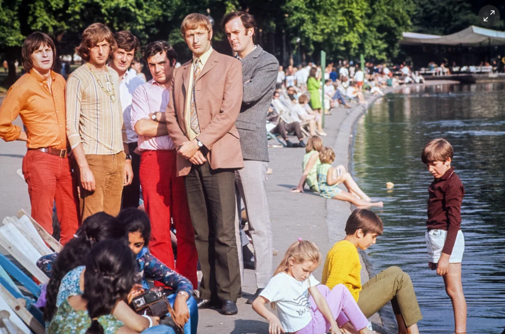 The Monty Python team photographed for the 12 October 1969 issue of the Observer magazine